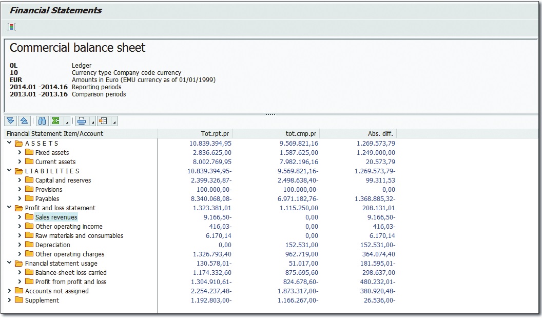 Financial Statements Report from SAP ERP Financials